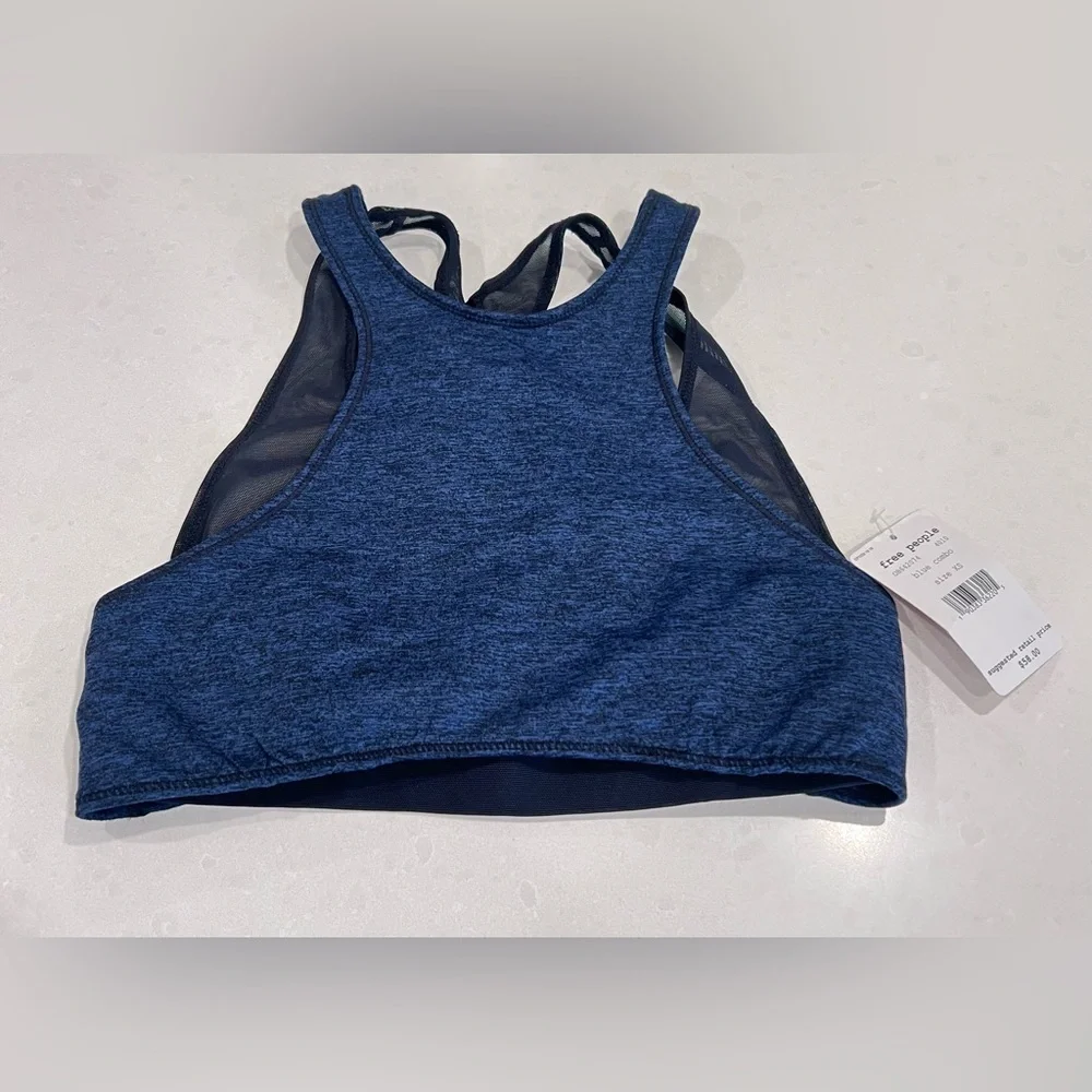 Free people‎ sports bra activewear top size xs blue and black NWT